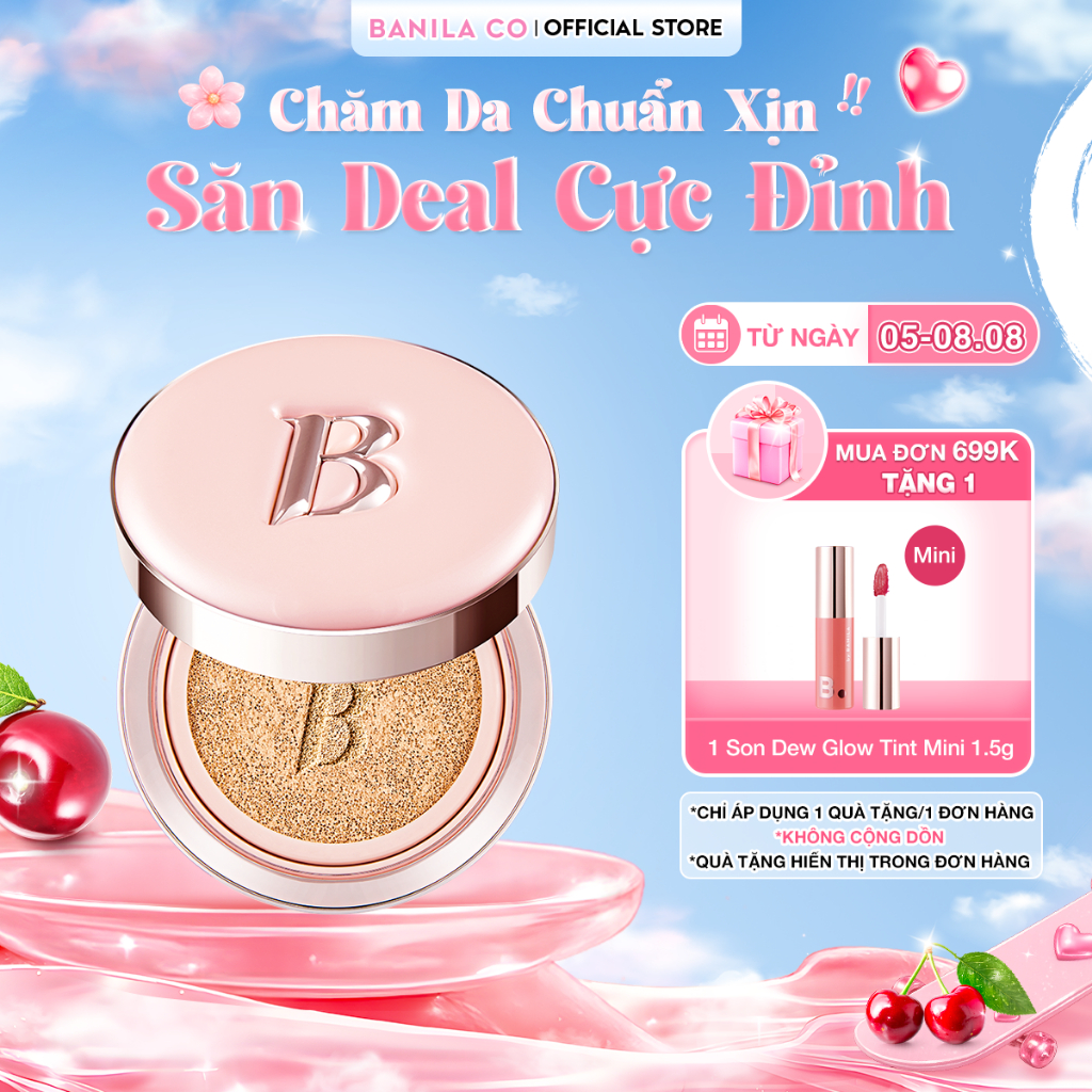 Phấn Nước Mỏng Mịn Trong Trẻo Banila Co Essence Skin Pink Cushion SPF50+ Pa+++ Cho Lớp Nền Căng Bóng 12G