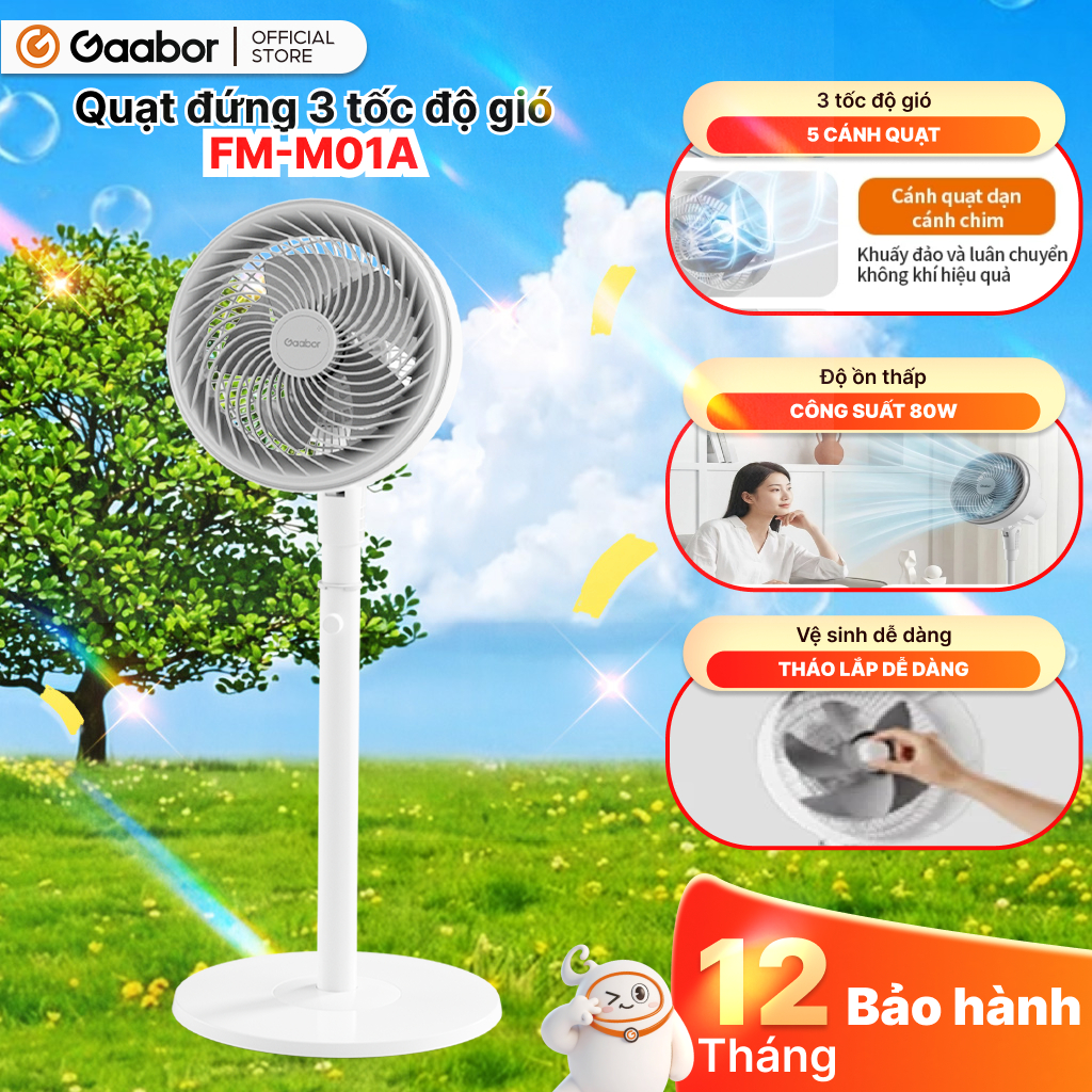 Quạt Tuần Hoàn Không Khí Gaabor FM-M01A – Luồng Gió 3D, Công Suất 80W
