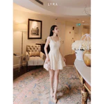 LYRA - Váy Ren Hoa Nổi Cổ Vuông Tay Hến Đầm Dáng Xòe Chiết Eo Tôn Dáng Phong Cách Tiểu Thư Thanh Lịch VSYVD0288 — ảnh 3