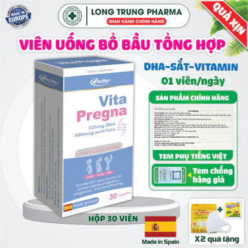 VITA PREGNA Viên Uống Bổ Bầu Tổng Hợp, Bổ Sung Trọn Bộ DHA, Vitamin Và Khoáng Chất Cho Mẹ Bầu & Sau Sinh (Hộp 30 Viên)