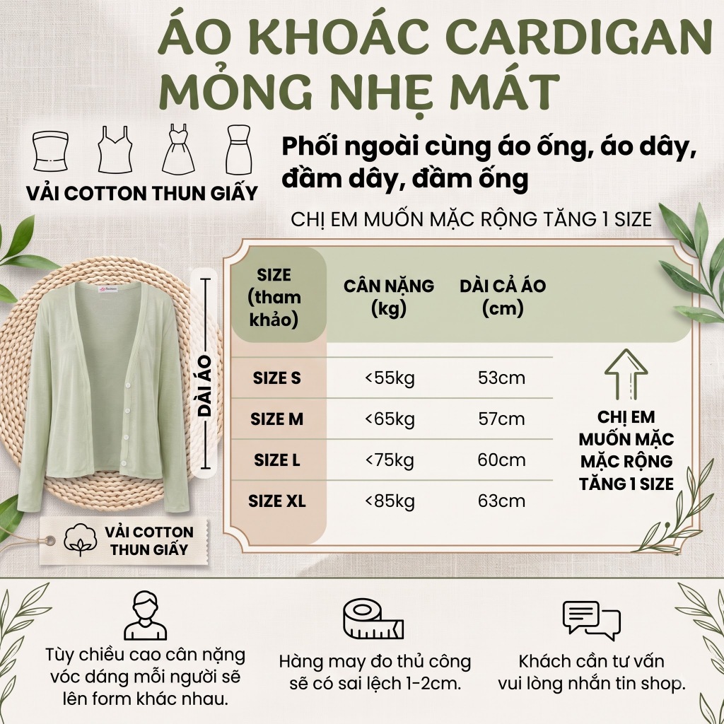 Áo Khoác Cardigan MỎNG NHẸ MÁT Dáng Dài Chất Liệu Thun Giấy Hottrend MOODII | BigBuy360 - bigbuy360.vn