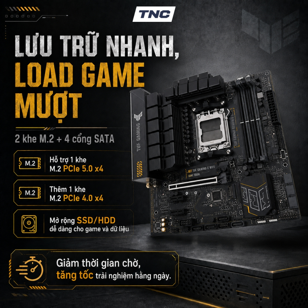 Bo Mạch Chủ Asus TUF Gaming B650M-E | AM5 | DDR5 | PCIe 5.0 | WIFI - BẢO HÀNH 36 THÁNG - TNC STORE | BigBuy360 - bigbuy360.vn