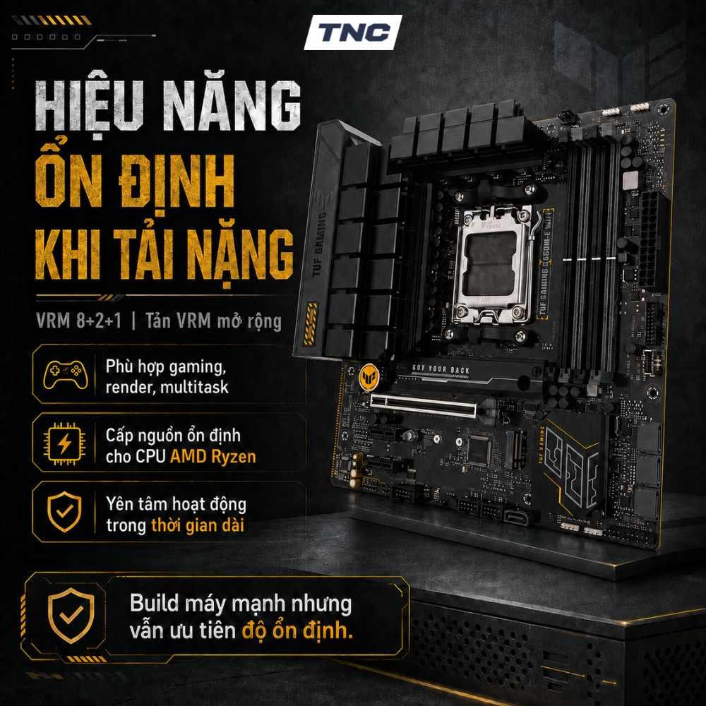 Bo Mạch Chủ Asus TUF Gaming B650M-E | AM5 | DDR5 | PCIe 5.0 | WIFI - BẢO HÀNH 36 THÁNG - TNC STORE | BigBuy360 - bigbuy360.vn