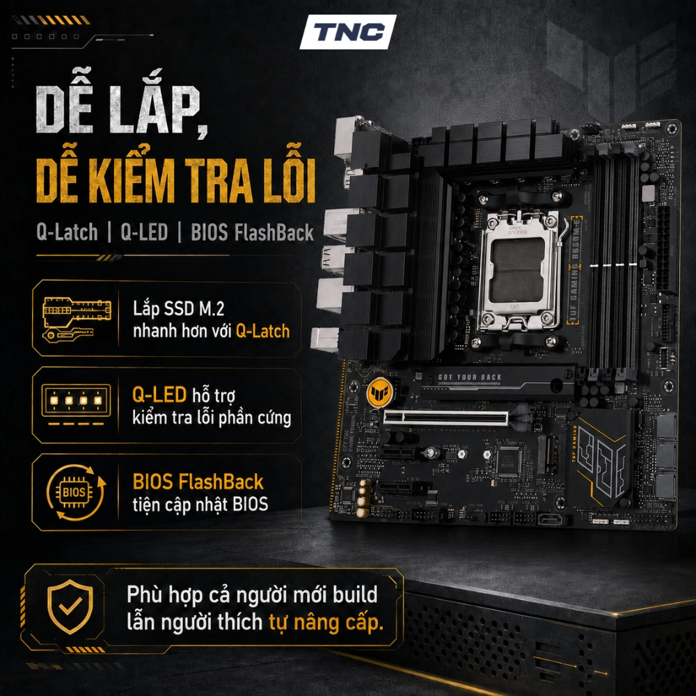 Bo Mạch Chủ Asus TUF Gaming B650M-E | AM5 | DDR5 | PCIe 5.0 | WIFI - BẢO HÀNH 36 THÁNG - TNC STORE | BigBuy360 - bigbuy360.vn