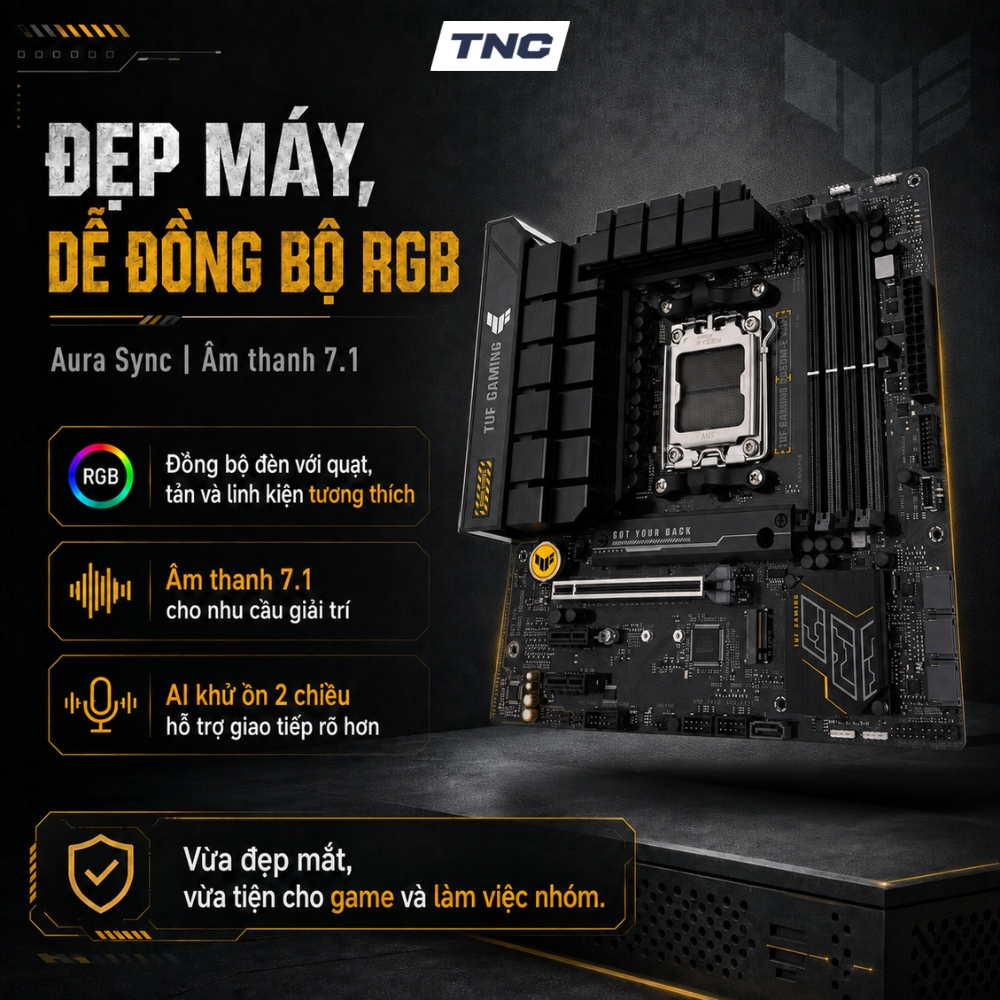 Bo Mạch Chủ Asus TUF Gaming B650M-E | AM5 | DDR5 | PCIe 5.0 | WIFI - BẢO HÀNH 36 THÁNG - TNC STORE | BigBuy360 - bigbuy360.vn