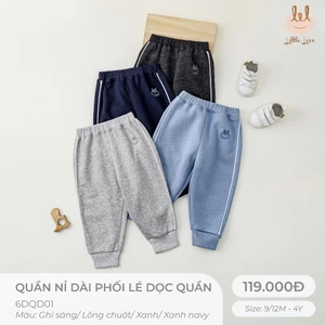 Quần nỉ lót lông phối lé dọc sườ Litle Love [ chất mềm - co dãn nhẹ - giữ ấm tốt ] lé sườn dành cho bé từ 6M-4Y (6DQD01)