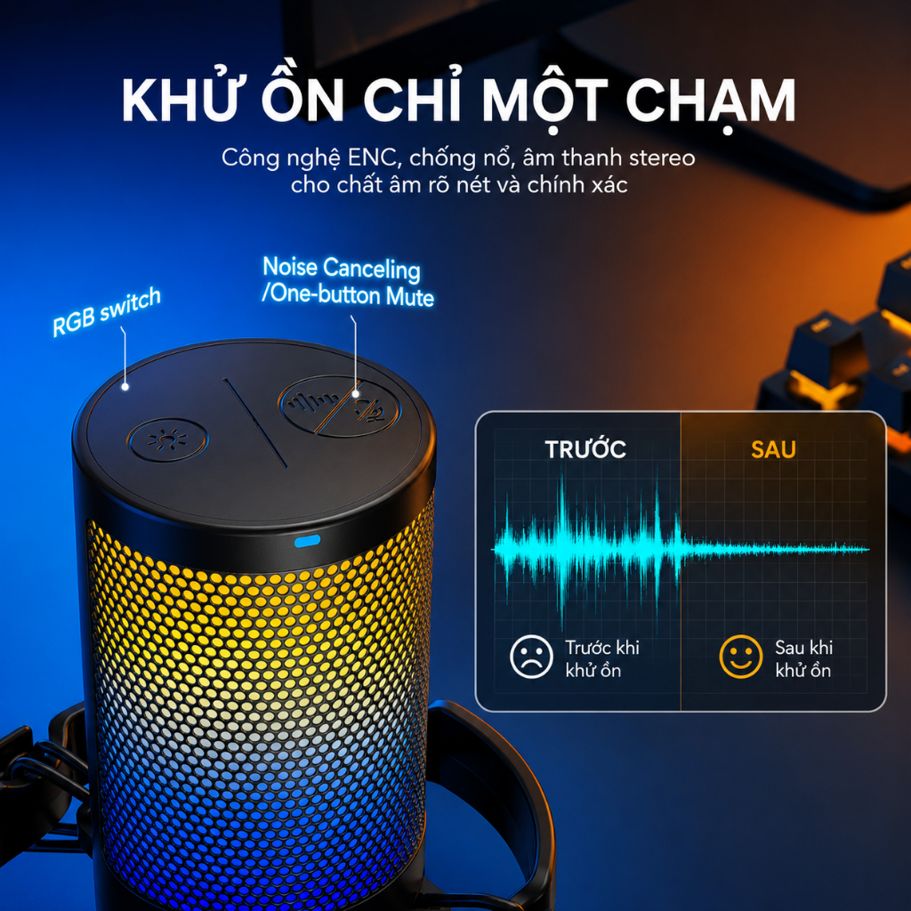 Micro Thu Âm MAONO DGM20 RGB - Micro Condenser, Kết Nối USB, Thu Âm Chuyên Nghiệp, Khử Ồn Hiệu Quả | BigBuy360 - bigbuy360.vn