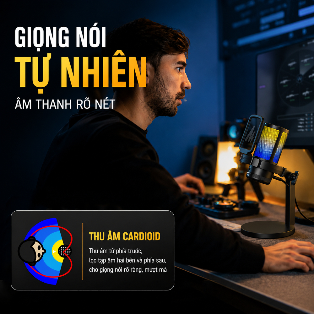 Micro Thu Âm MAONO DGM20 RGB - Micro Condenser, Kết Nối USB, Thu Âm Chuyên Nghiệp, Khử Ồn Hiệu Quả | BigBuy360 - bigbuy360.vn