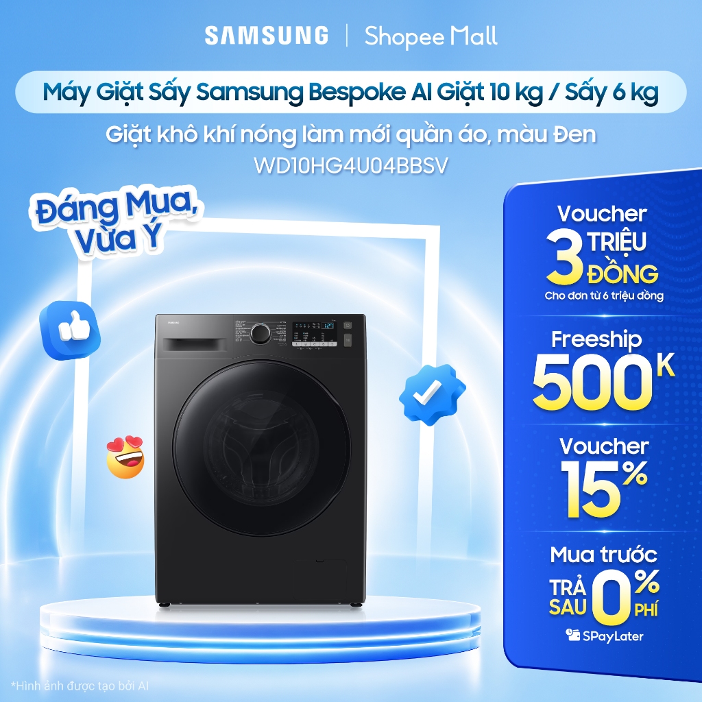 Máy giặt sấy Samsung Bespoke AI màu đen