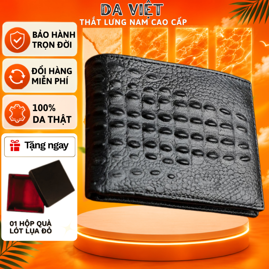 Ví da nam dập vân nổi cao cấp, Ví nam cầm tay thanh lịch thời trang cho mọi phong cách -Tặng kèm hộp