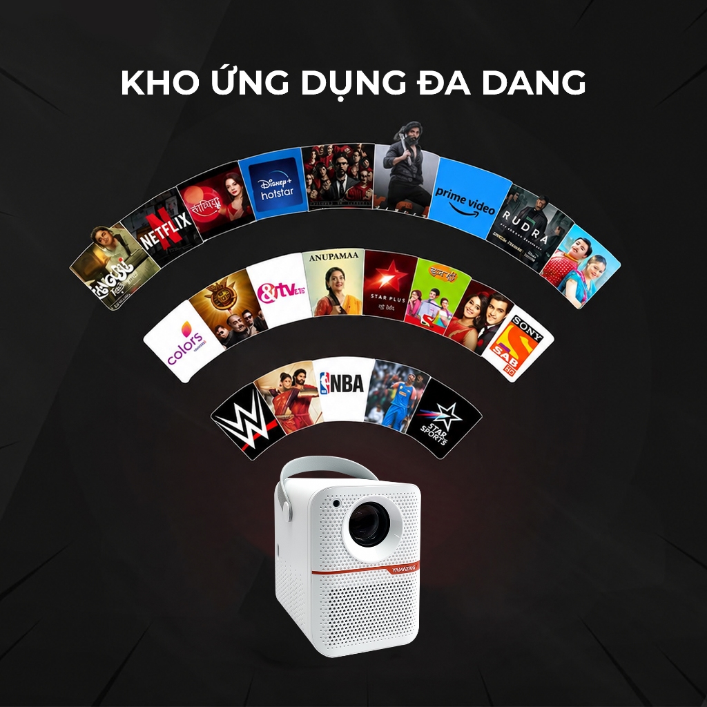 Máy Chiếu mini Yamazaki A9 PRO RAM 2GB siêu mượt HD 4K Android TV 9.0 Độ Sáng 380 - 420 ANSI Bluetooth 5.3 | BigBuy360 - bigbuy360.vn