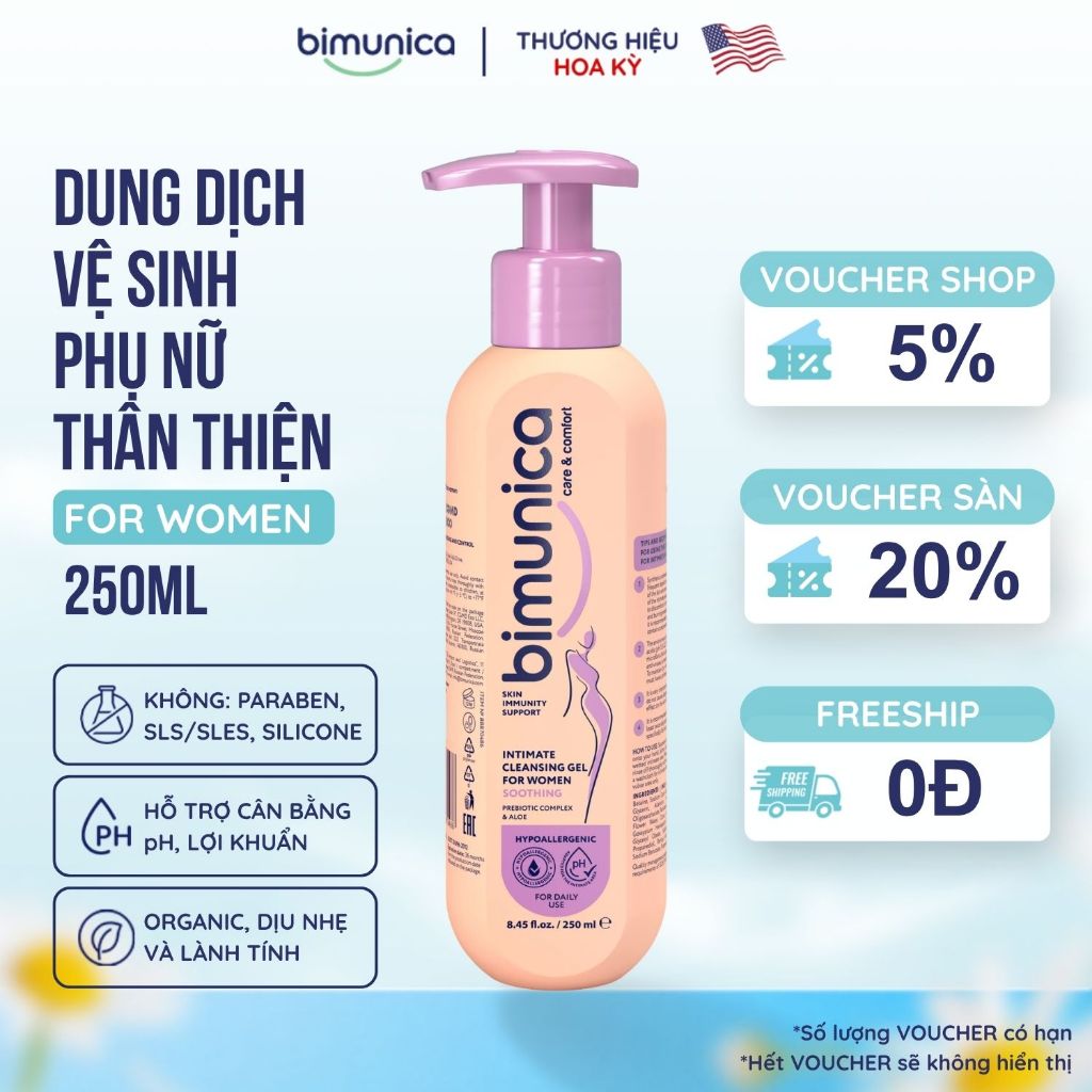 Gel Dung Dịch Vệ Sinh Phụ Nữ Pro Bimunica 250ml - Tăng Cường Phục Hồi, Cân Bằng PH, Làm Dịu