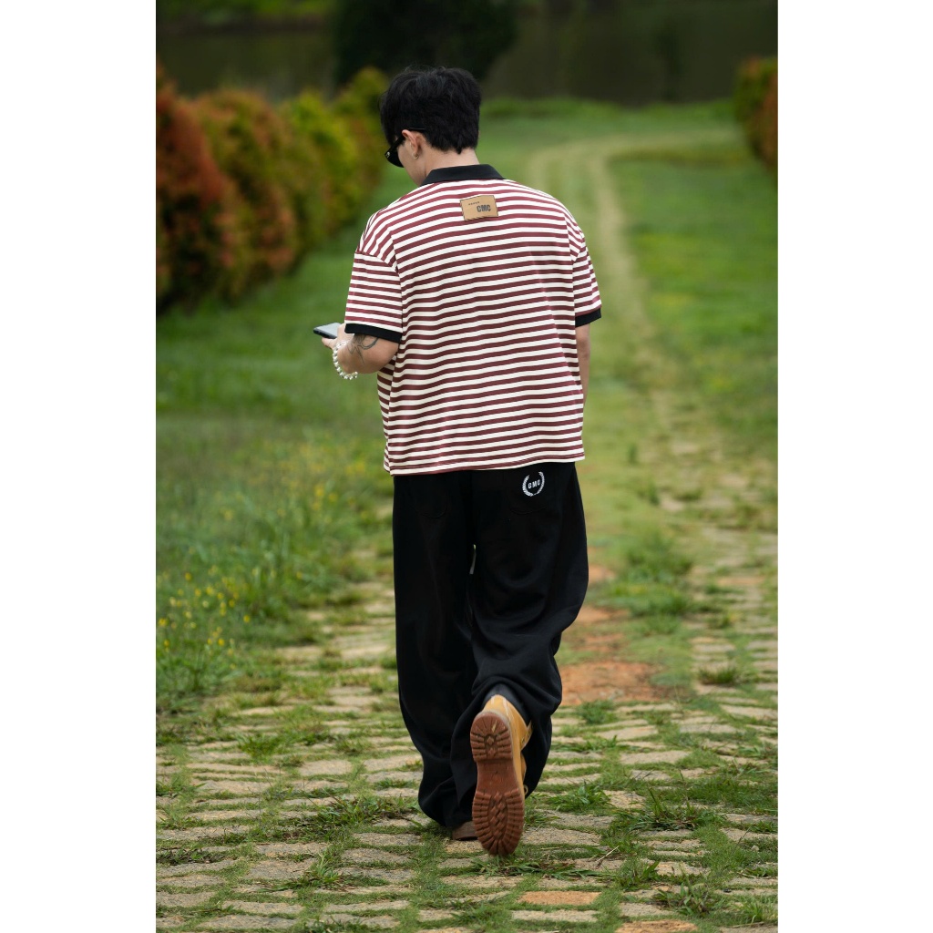 Áo thun Polo nam nữ sọc ngang STRY phom Boxy CAPMAN CLUB, áo polo unisex phom rộng trẻ trung thoải mái | BigBuy360 - bigbuy360.vn
