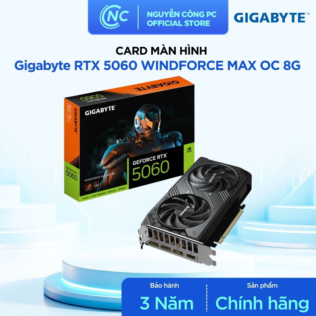 Card màn hình Gigabyte GeForce RTX 5060 WINDFORCE MAX OC 8G - BH chính hãng 36 tháng | BigBuy360 - bigbuy360.vn