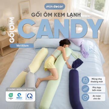 Gối Ôm Kẹo Candy Mịn Decor, Gối Ôm Kem Lạnh Mềm Mát, Gối Ôm Decor Phòng Ngủ, Size 130cm