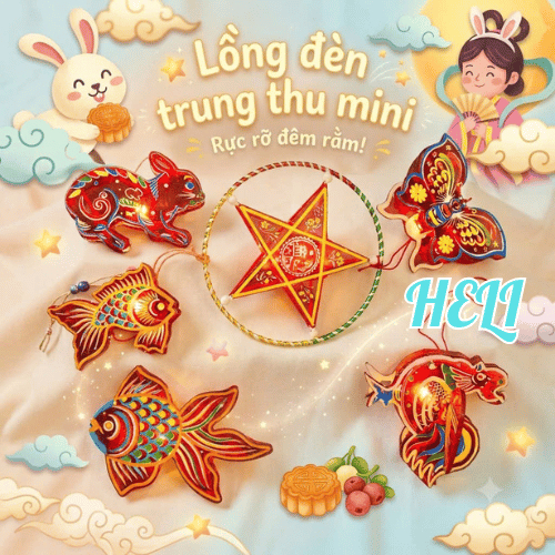 HC0400 LỒNG ĐÈN TRUNG THU MINI CHO BÉ, LỒNG ĐÈN TUỔI THƠ ĐÈN LED THÚ VỊ