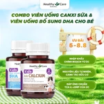 Combo Viên Uống Canxi Sữa Healthy Care Kids Milk Calcium 60 Viên & Viên Uống Bổ Sung Dưỡng Chất Healthy Care DHA 60 Viên — ảnh 1