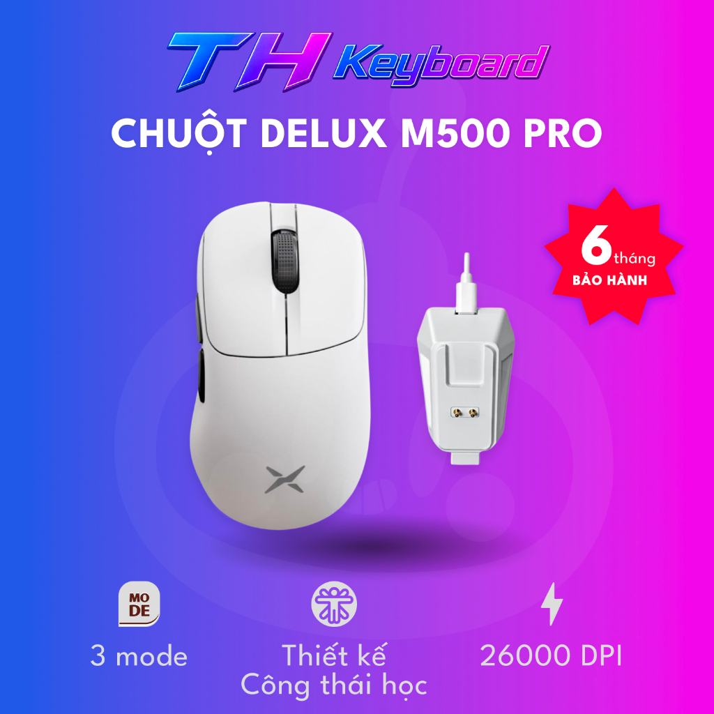 Chuột chơi game Cao Cấp Delux M500 PRO PAW3395 MAX 26000 DPI Đế sạc RGB  Bluetooth THKeyboard | BigBuy360 - bigbuy360.vn