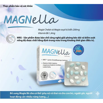 [TẶNG LACALUT MINI] MAGNella Viên uống Bổ sung Magie và Vitamin B6, Hỗ trợ Giấc ngủ, Stress, Tê bì