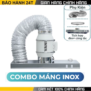Combo hút khói bếp INOX chính hãng – Máng hút khói và quạt hút mùi, khử mùi nhanh, chạy êm