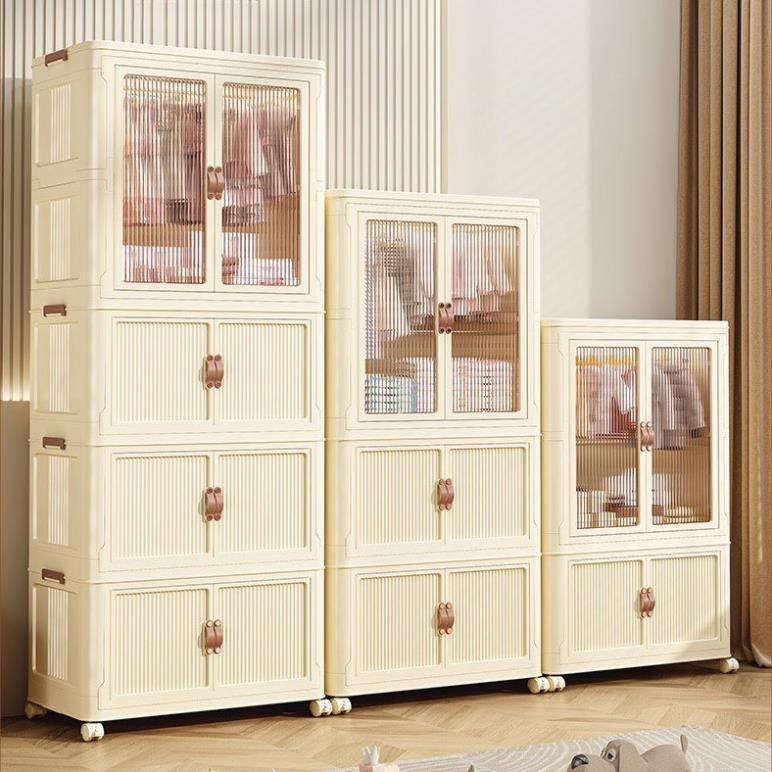 Tủ Quần Áo Gấp Gọn KIOTO Cho Bé Có Bánh Xe Di Chuyển, Chất Liệu Nhựa PP An Toàn, Nhiều Ngăn Đựng Đồ Thông Minh - GH86