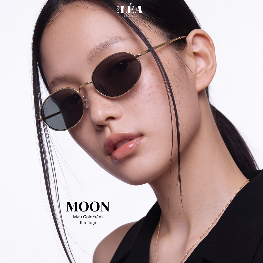 [LÉA GLASSES] Kính Râm Mát MOON chuyên đi nắng Kim Loại Cao Cấp Cao Cấp Chống tia UV400