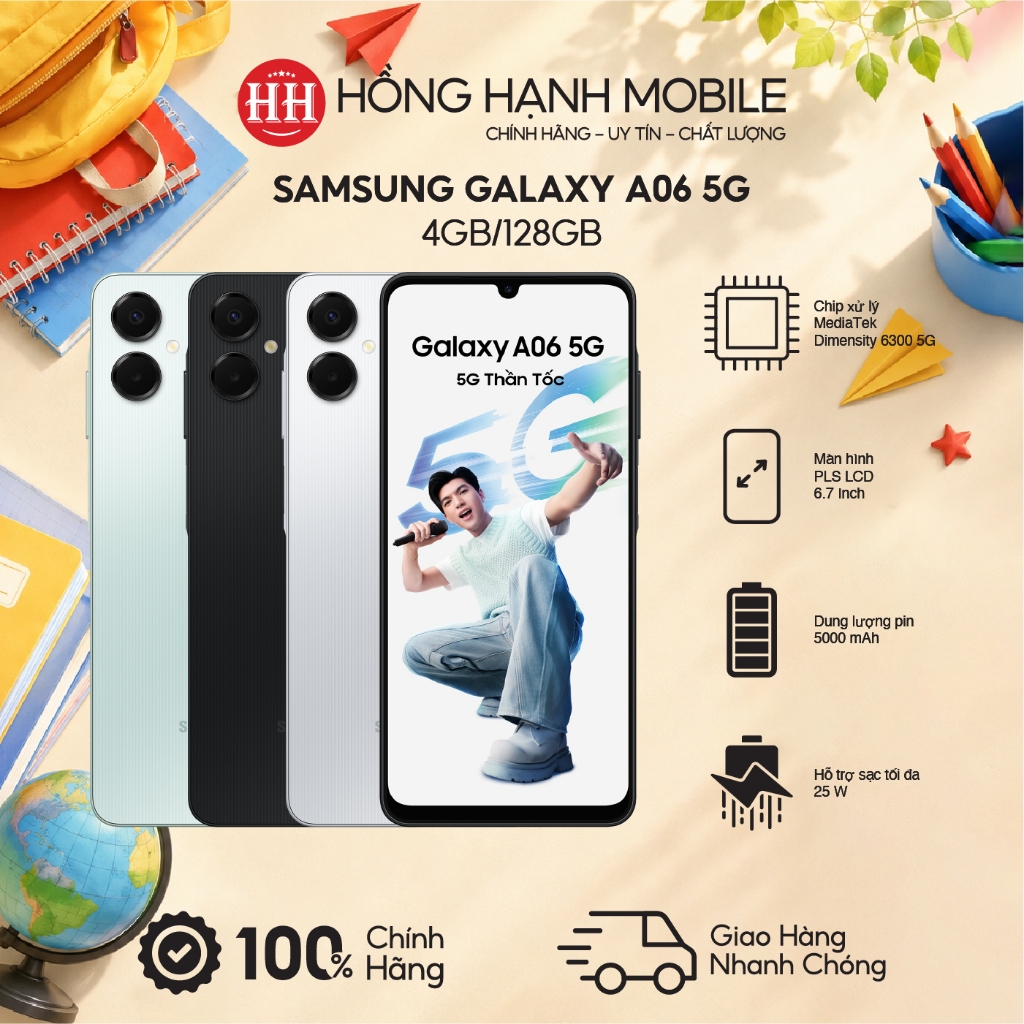 Điện Thoại Samsung Galaxy A06 5G 4GB/128GB – Hàng Chính Hãng