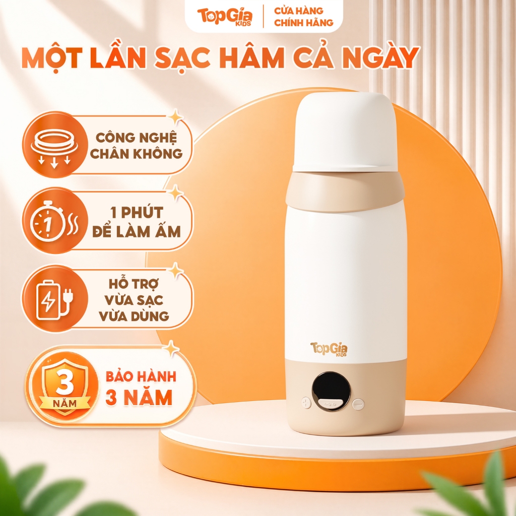 [BẢO HÀNH 3 NĂM] Máy đun hâm nước pha sữa cầm tay M3-03 Topgiakids không dây, điều chỉnh nhiệt độ