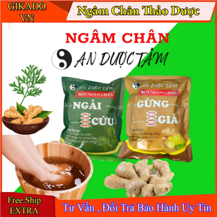 Ngâm Chân Thảo Dược An Dược Tâm ,Thảo Dược VIỆT NAM. Mỗi Bịch 100 Túi Lọc Gừng Già/ Ngải Cứu M03