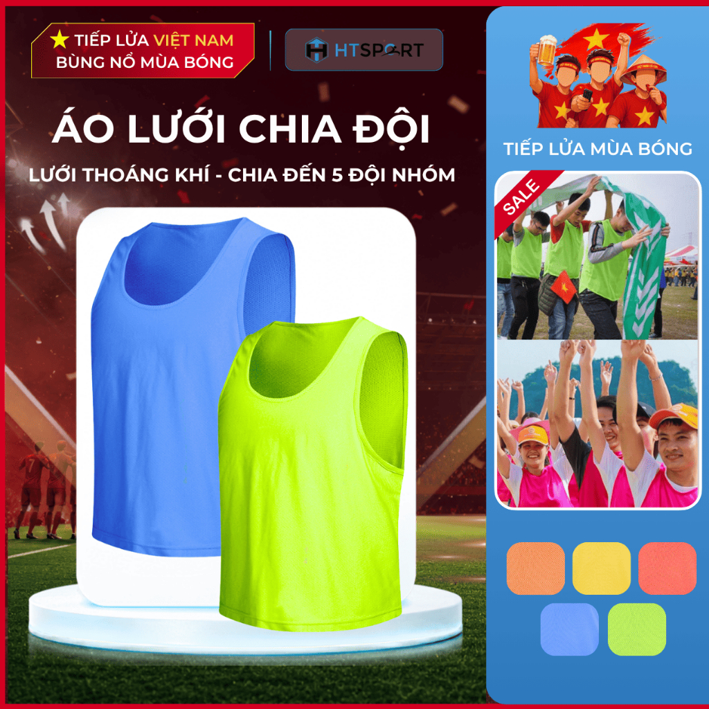 Áo Bib, Áo Lưới Tập Bóng Đá Chiến Thuật Chia Đội Team Building Nhiều Màu Sắc Đa Dạng Cho Người Lớn