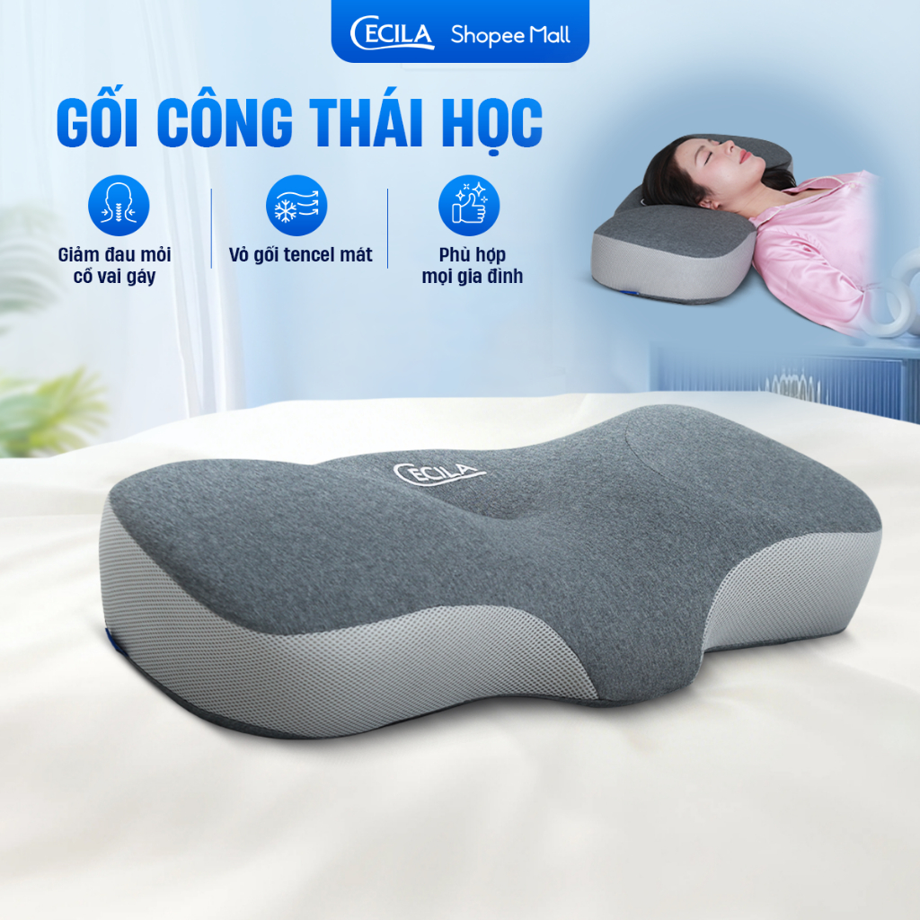 Gối công thái học CECILA Gối Nệm Y Tế chất liệu cao cấp, thiết kế phù hợp cho mọi tư thế ngủ, chống đau cổ vai gáy