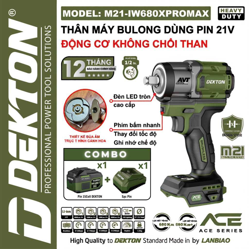 Máy siết bu-lông tải nặng lực siết 850Nm chuyên dùng mở ốc bánh xe tải và máy công trình