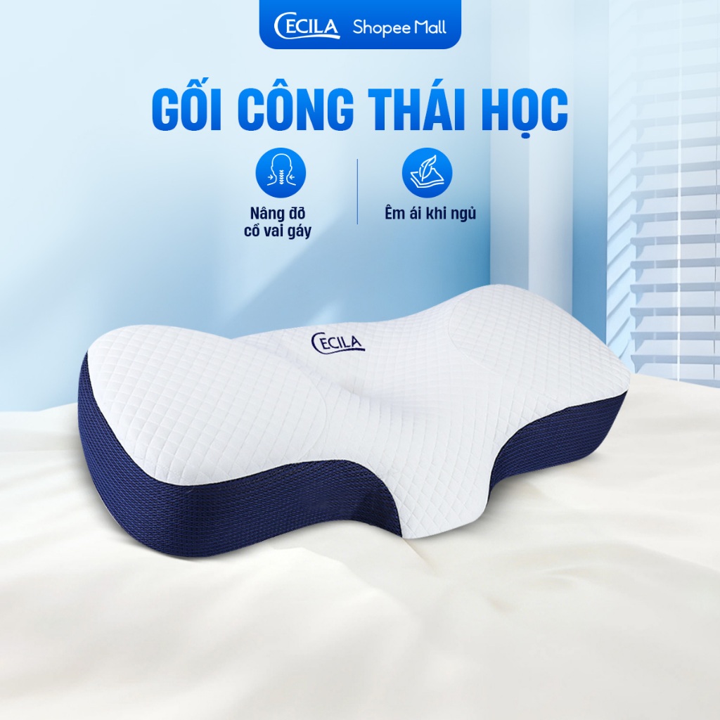 Gối cao su non người lớn CECILA Gối Nệm Y Tế giảm đau nhức mỏi vai gáy, hỗ trợ ngủ ngon, ngủ tốt, chống ngáy.