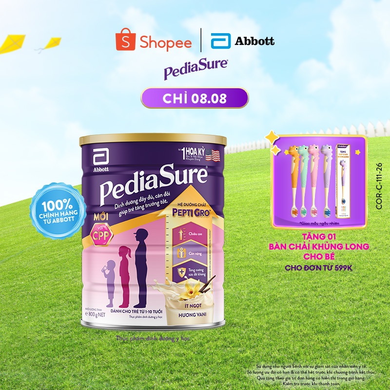 Sữa bột Pediasure 800g Hương Vani Cho Trẻ Từ 1-10 Tuổi