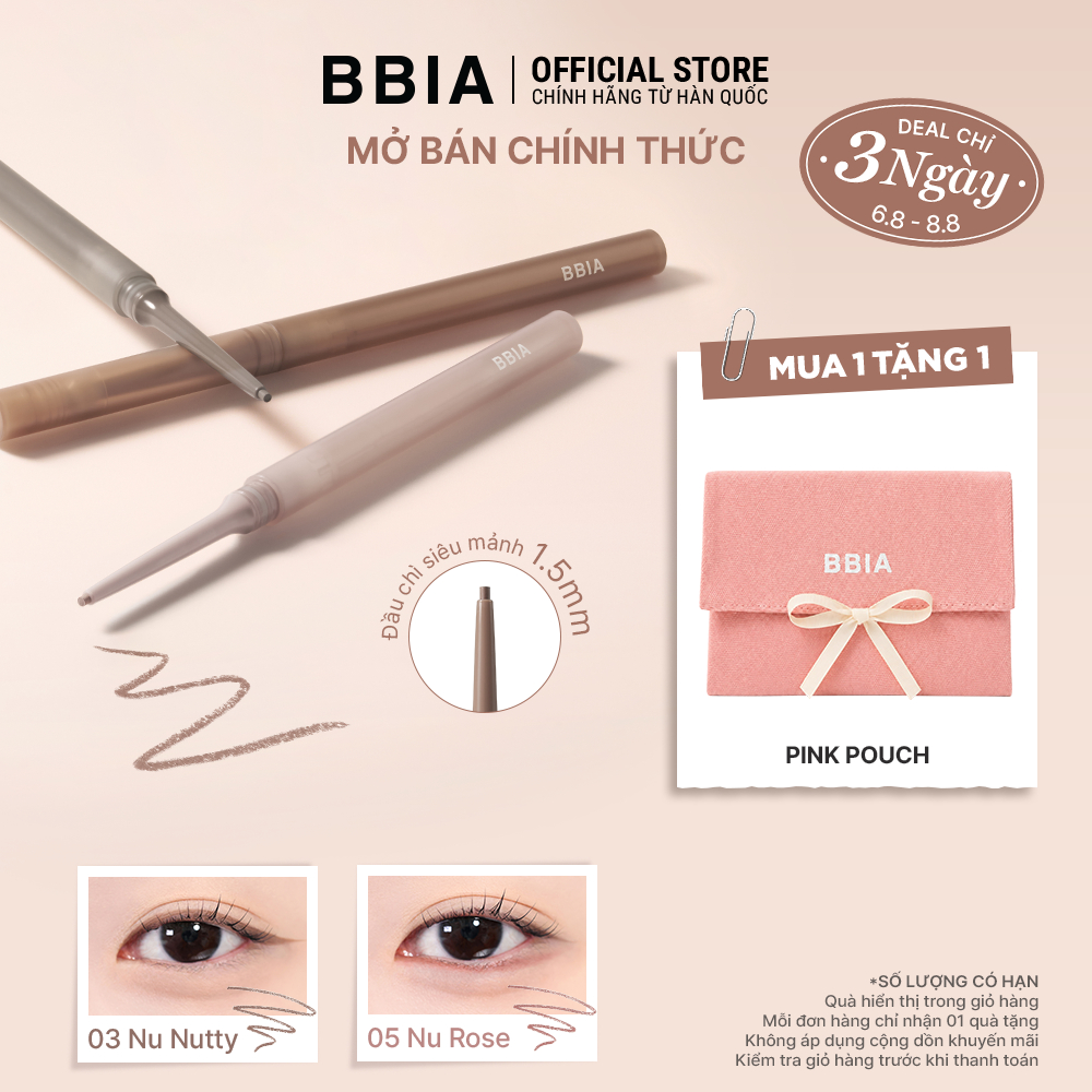 Kẻ mắt gel nude shading đầu chì 1.5mm siêu mảnh BBIA Nudy Slim Eyeliner 0.08g