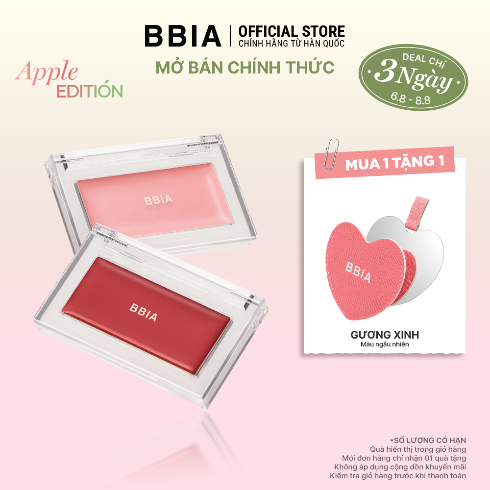 Má hồng kem mỏng nhẹ, bền màu BBIA Ready To Wear Downy Cheek 3.5g