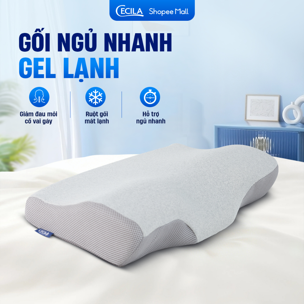 Gối chống đau mỏi cổ vai gáy Cecila cao su non giúp ngủ ngon ngủ sâu hơn, phù hợp với mọi tư thế nằm ngủ