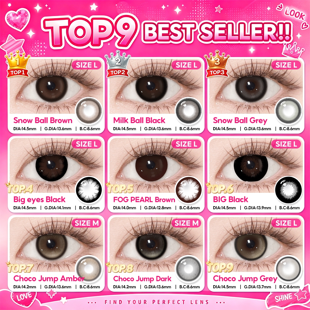 [Best Seller] kính áp tròng màu Đen/nâu/xanh 2 chiếc Lens 0 độ, DIA 14.0~14.5mm,Mềm mại, tự nhiên và thoáng khí Hàn Quốc
