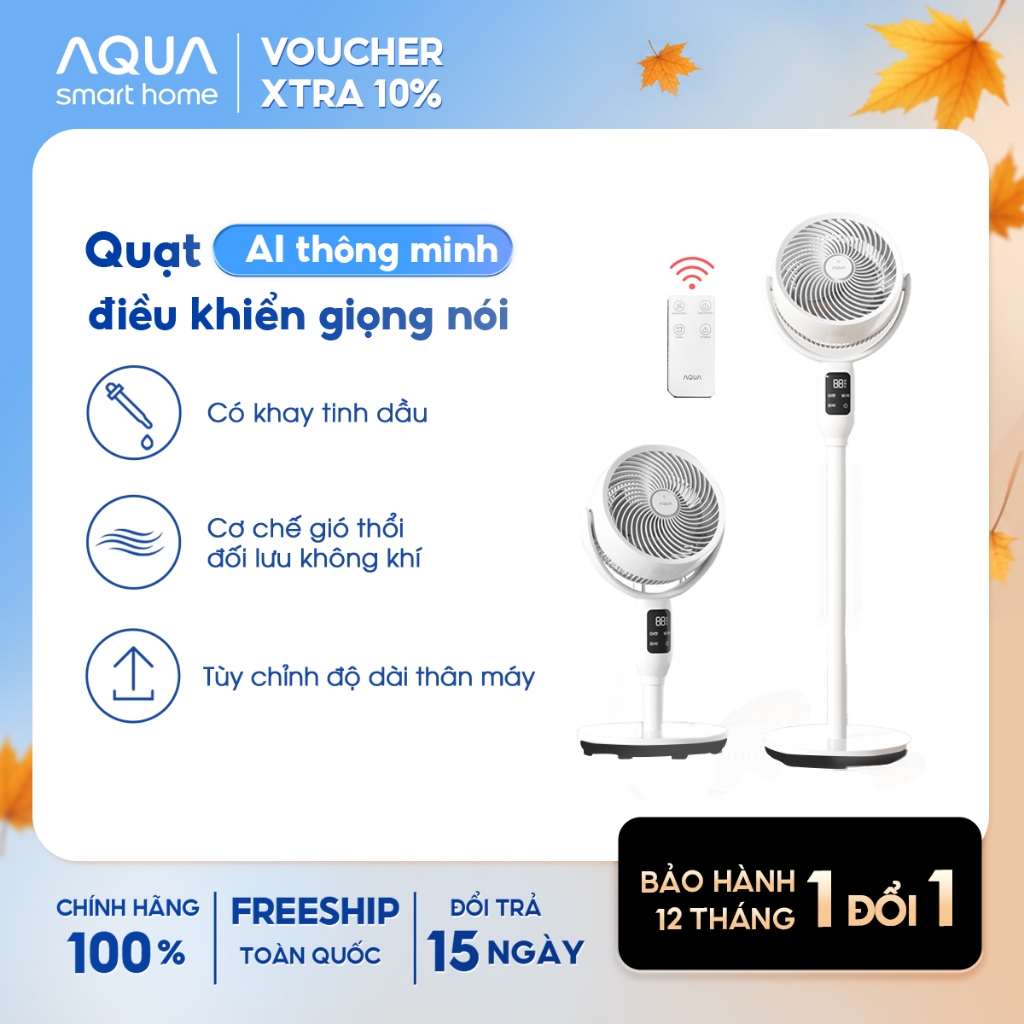 Quạt Đứng Tuần Hoàn Không Khí AQUA ED1823T – Khay Tinh Dầu, Tùy Chỉnh Độ Dài