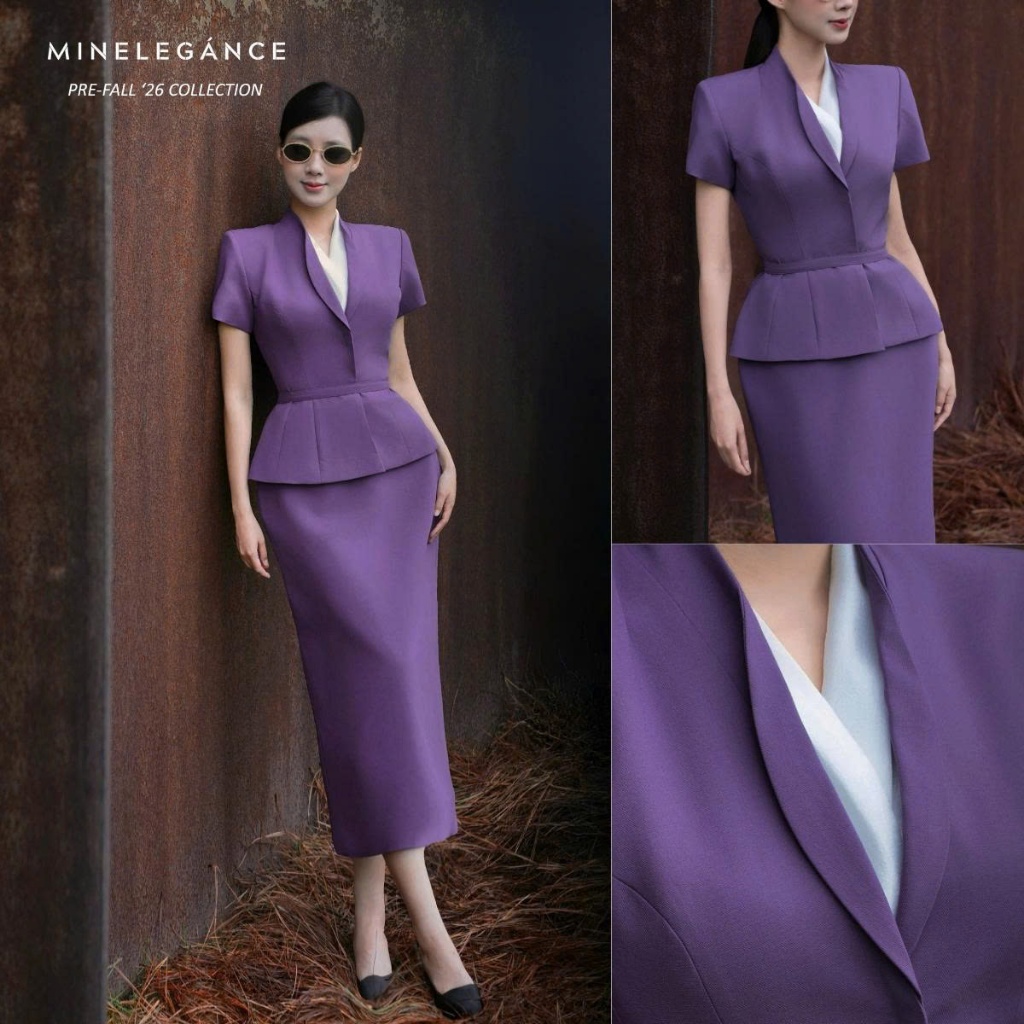 MINELEGÁNCE | SET ÁO VEST & CHÂN VÁY BÚT CHÌ THANH LỊCH, SANG TRỌNG - MIN136
