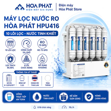 Máy lọc nước RO để gầm Hòa Phát HPU416 - Hàng chính hãng bảo hành 3 năm