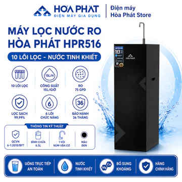 Máy lọc nước RO tủ đứng Hòa Phát HPR516 - Hệ thống 10 lõi - Bảo hành 3 năm chính hãng