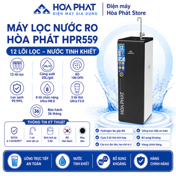 Máy lọc nước RO tủ đứng Hòa Phát HPR559 - Hệ thống 12 lõi phiên bản mới - Hàng chính hãng