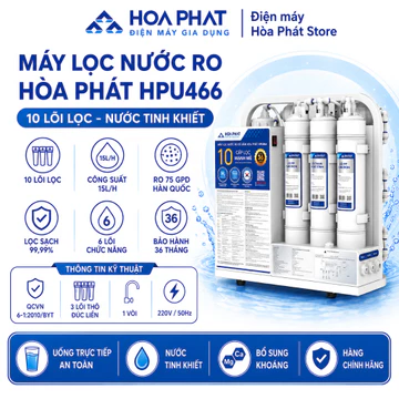 Máy lọc nước RO để gầm Hòa Phát HPU466 - Hàng chính hãng bảo hành 3 năm
