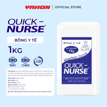 Bông Cuộn Y Tế QUICK-NURSE Bao 1Kg | Bông Gòn Tự Nhiên Thấm Hút Sơ Cứu Vết Thương