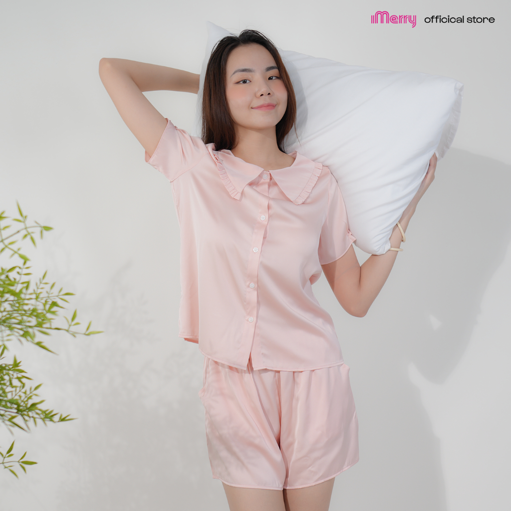 Đồ bộ đồ mặc nhà Pijama iMerry cổ bẻ tay ngắn quần ngắn Trẻ Trung Sang Trọng Nữ Tính BD017