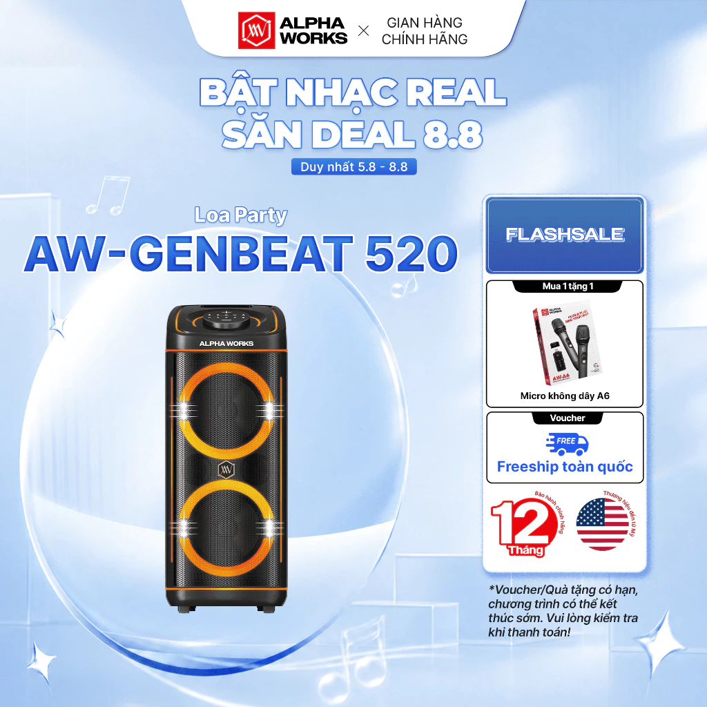 Alpha Works GENBEAT 520 dạng loa party đứng