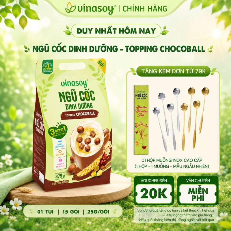 Túi ngũ cốc dinh dưỡng Vinasoy – Topping Chocoball (15 gói x 25g)
