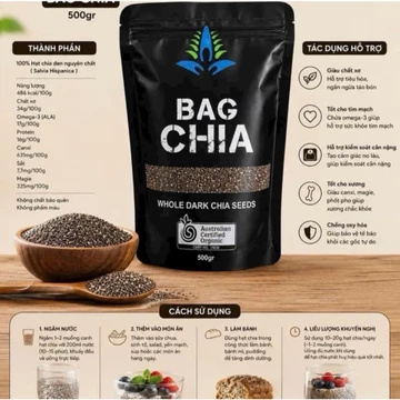 Hạt Chia Đen 500g – Hạt Chia Nguyên Chất Giàu Omega 3, Chất Xơ – Dùng Pha Nước, Sữa Chua, Làm Bánh