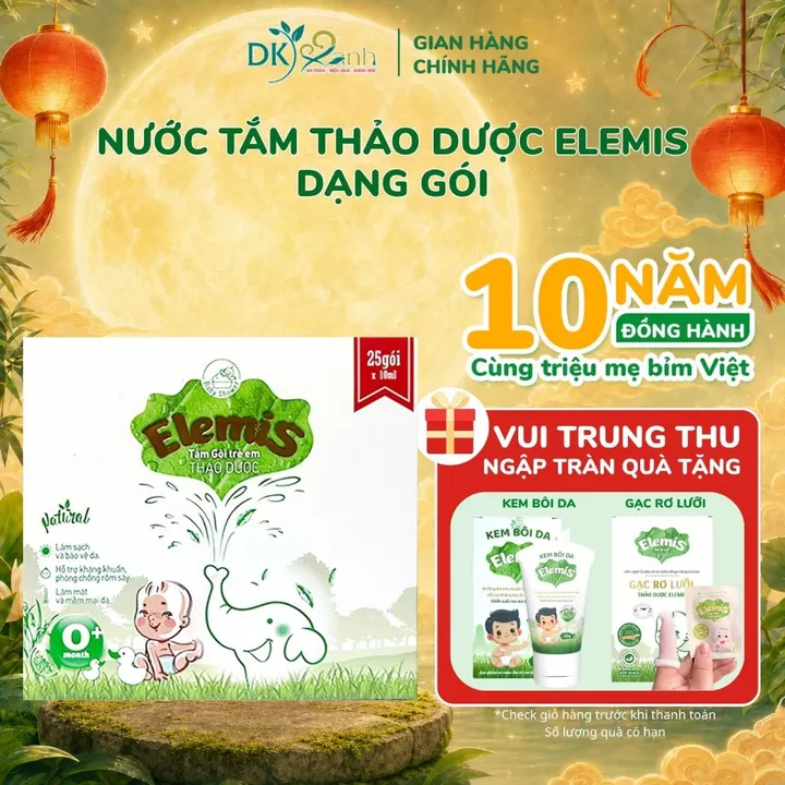 Nước Tắm Thảo Dược Cho Bé Elemis Hộp 25 Gói 10ml/gói Dược Khoa Xanh Chăm Sóc Làn Da Bé